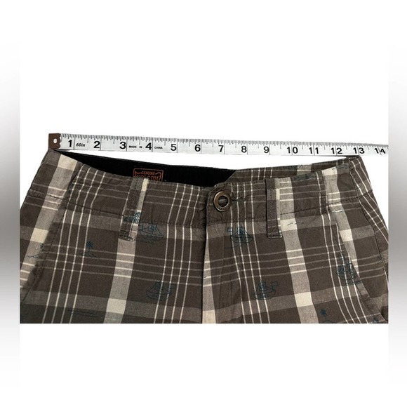 Volcom Boys Cotton Gray and White Plaid Shorts Size 12 With Little Designs - Picture 3 of 10